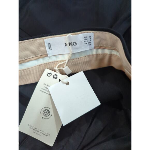 MNG Mango Black Pleated Wide Leg Trousers Pants NWT - Picture 2 of 4